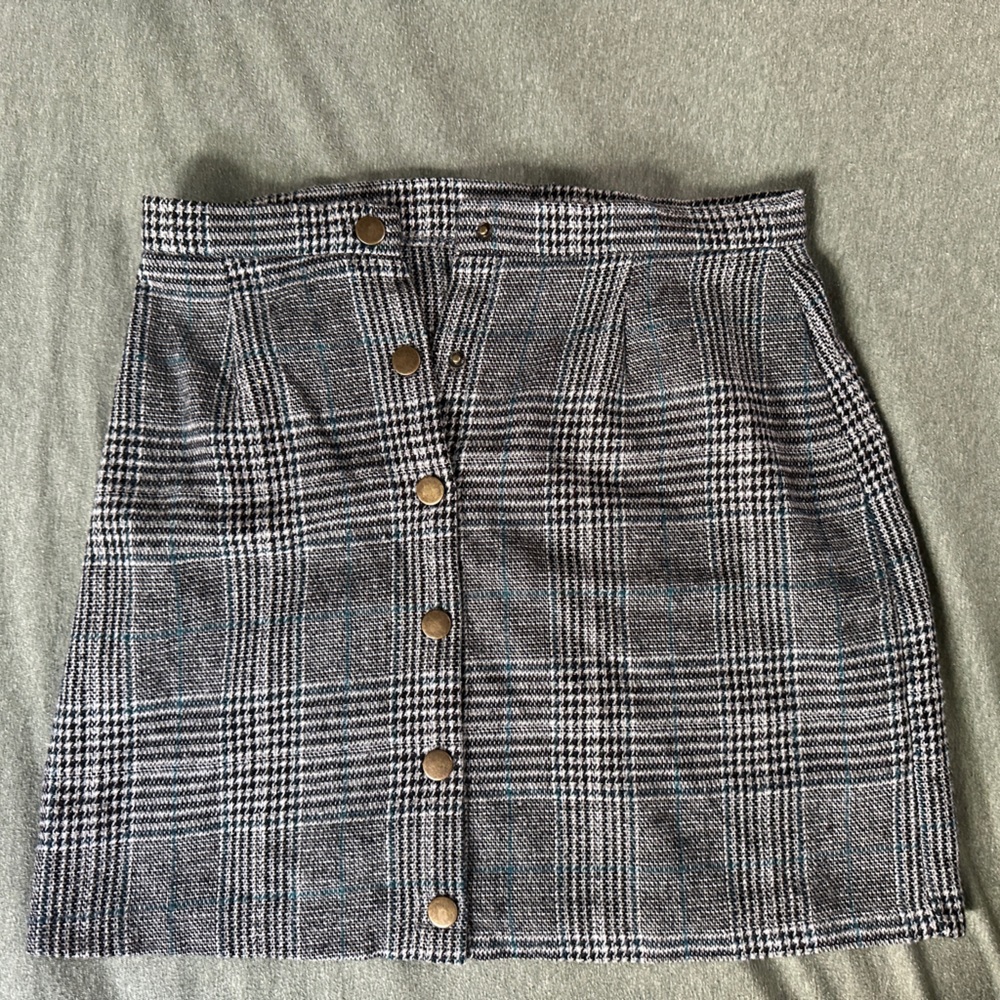 SHEIN Black and Gray Plaid Mini Skirt